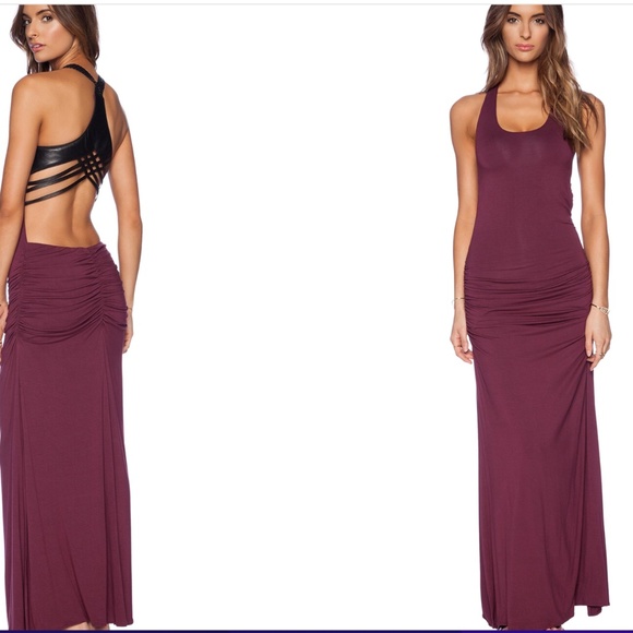 Sky Dresses & Skirts - NWT SKY BRAND Maxi w Genuine Leather Trim Dress Merlot